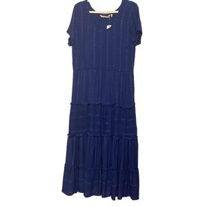 Soft Surroundings NWT Kara Shimmer Cotton‎ Maxi Dress Size M